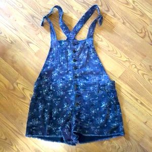 Free People floral corduroy overalls. Size 4, NWOT